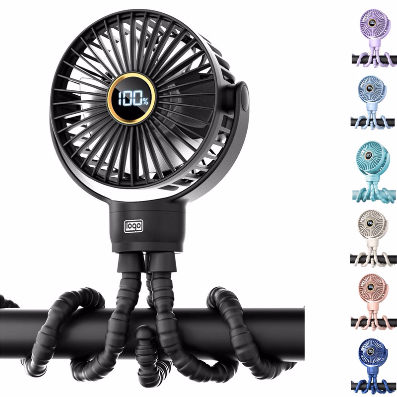 Octopus Mini Fan Rechargeable with Digital Display