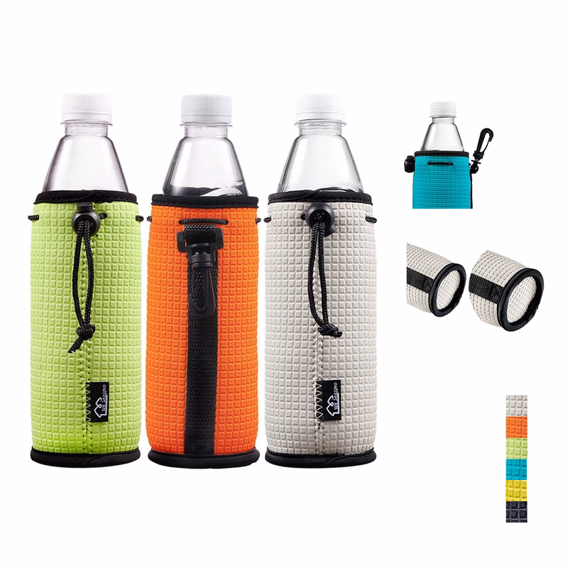 Water Bottle Coolie with Drawstring & Clip