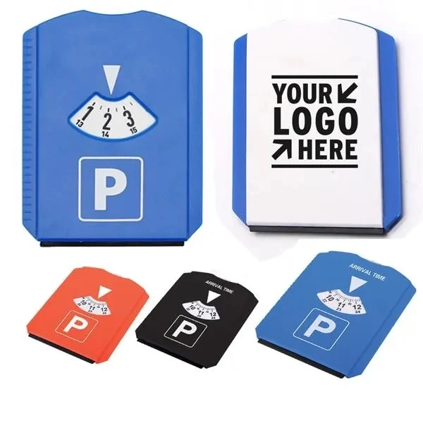 Parking time card with ice scraper 1