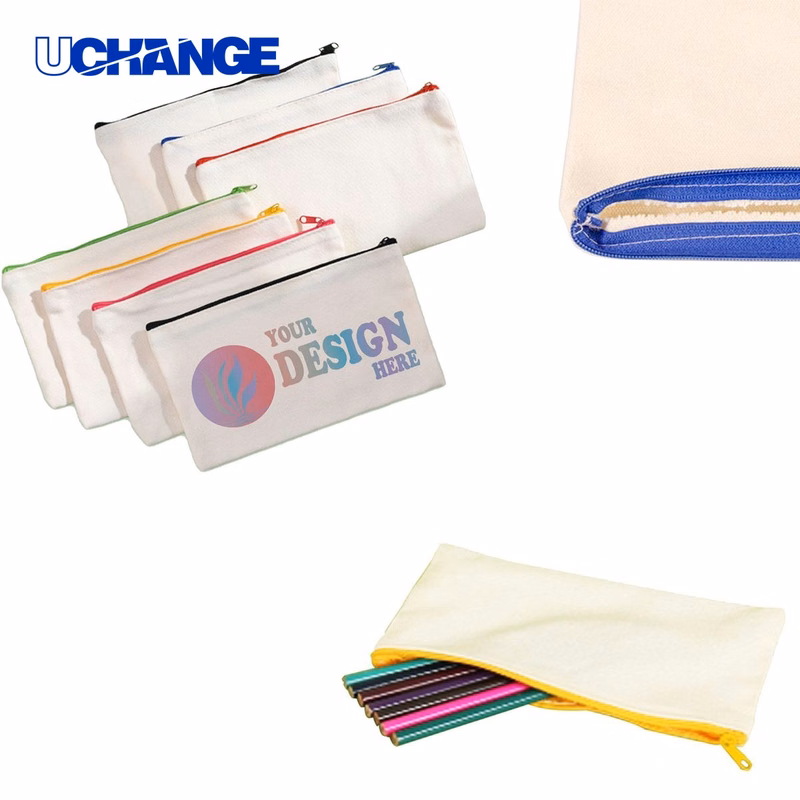 Canvas Zipper Pencil Pouch for Stationery Storage