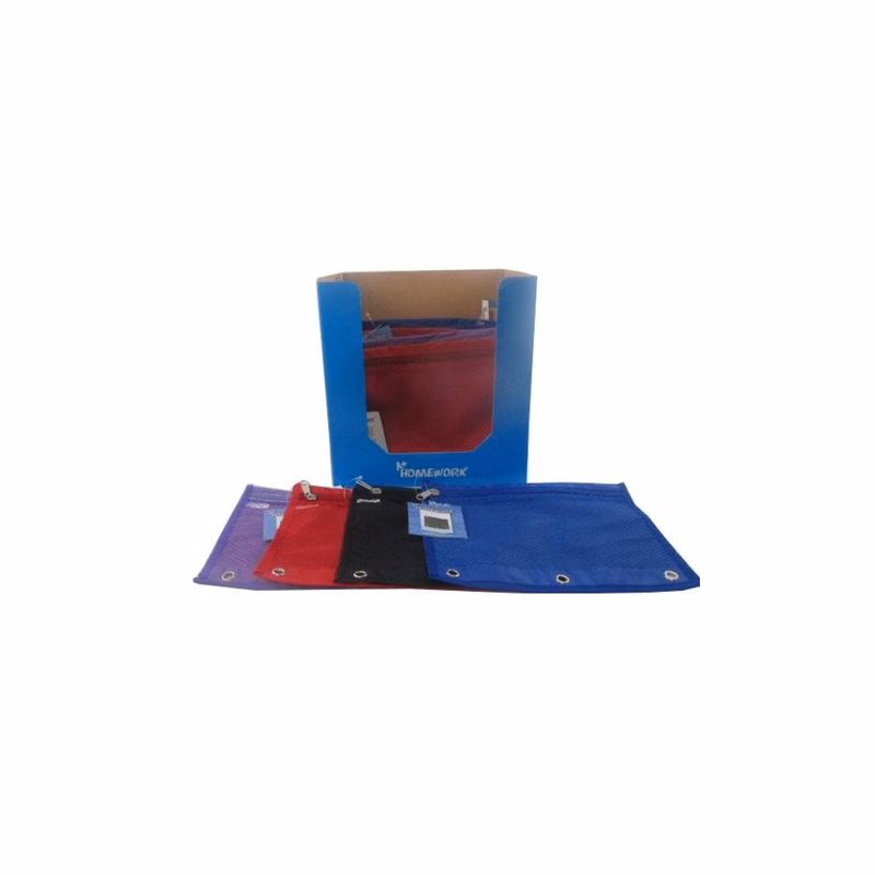 Pencil Cases - 3 Ring Reinforced Zipper Closure Assorted Colors