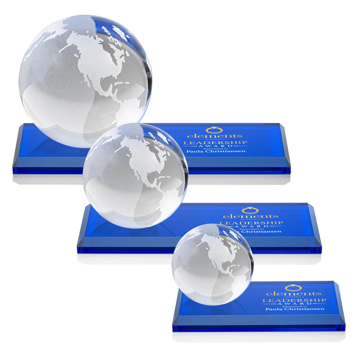 Globe VividPrint™ Award on Rectangle Base - Blue 1