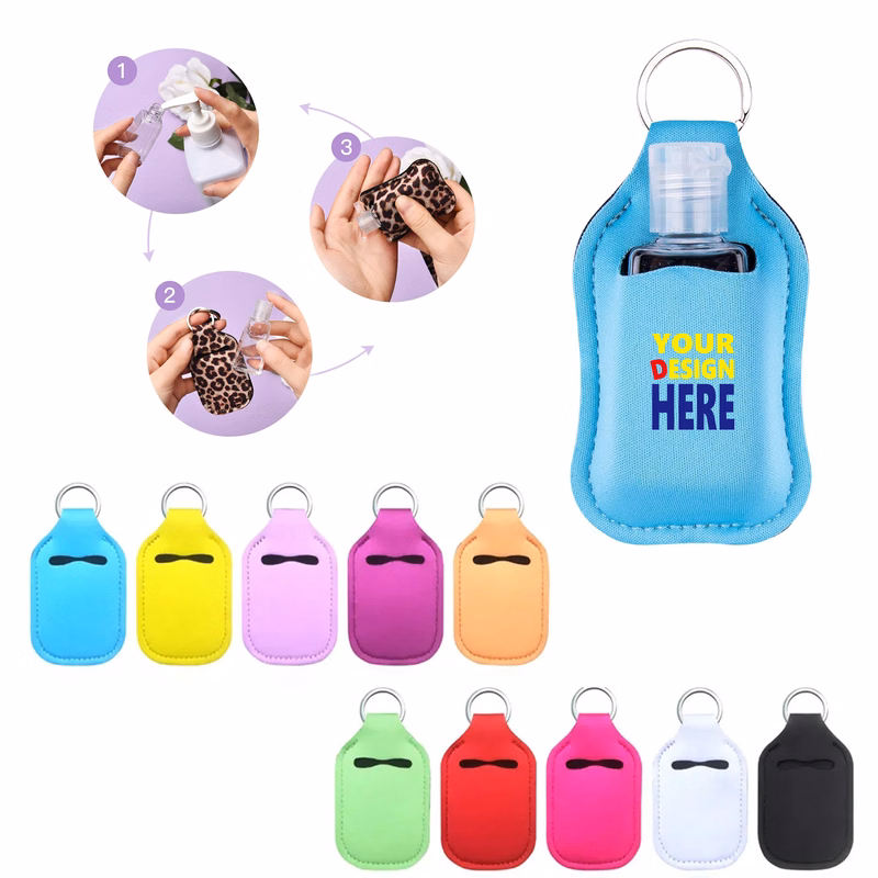 Neoprene Hand Sanitizer Bottle Keychain Holder
