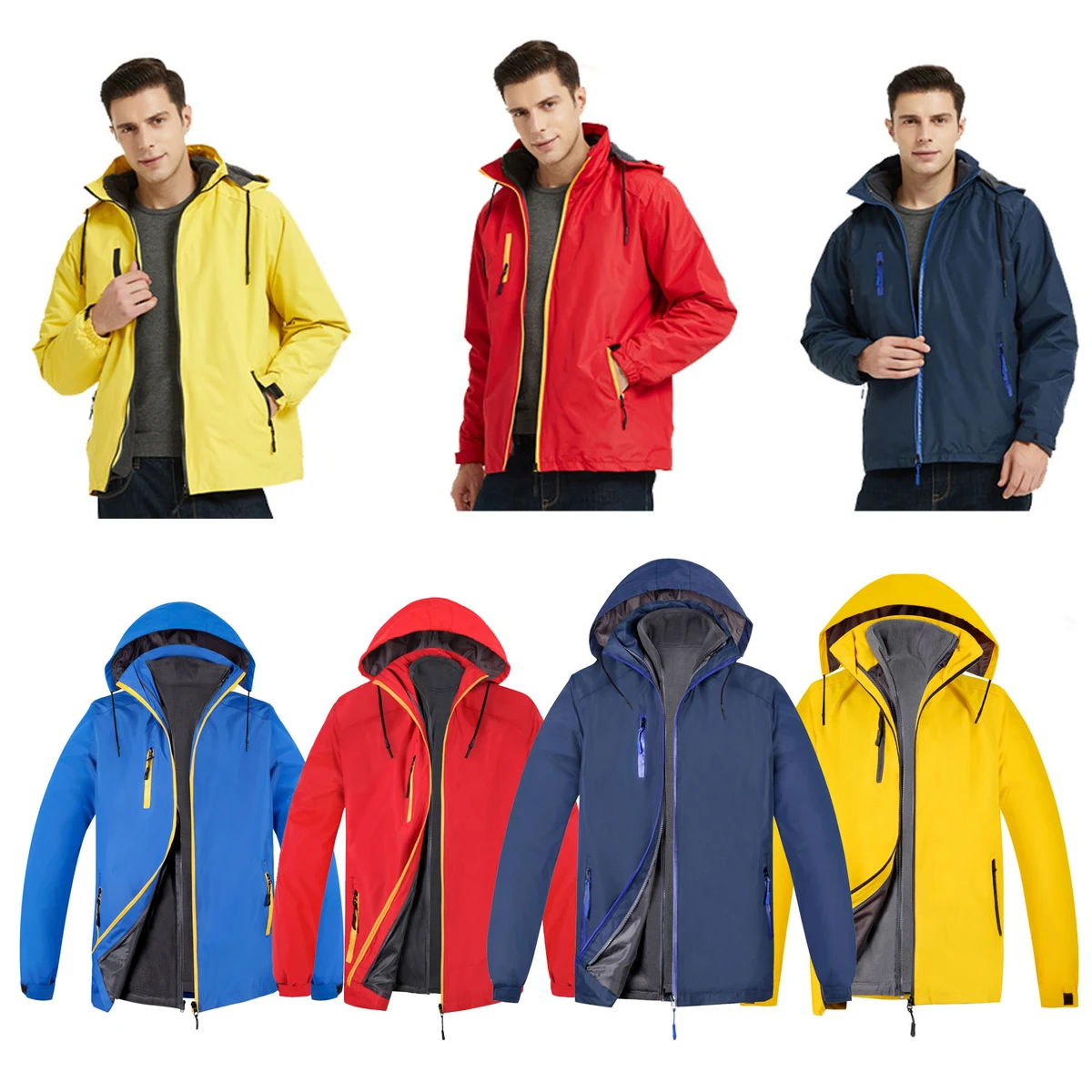 Outdoor Hooded Waterproof Mountain Rain Mens Winter Jacket, custom jacket with logo imprint 1