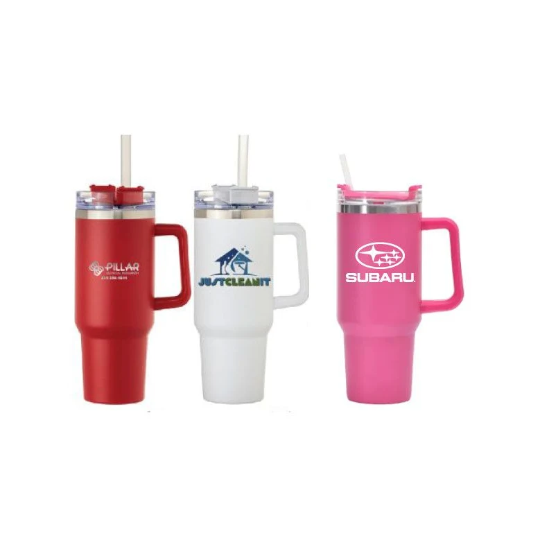 40 Oz. Stainless Mug W/Straw and Twist on Lid (5 Days) 1