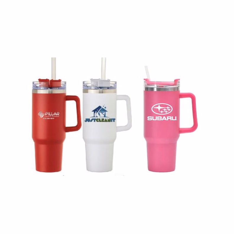 40 Oz. Stainless Mug W/Straw and Twist on Lid (5 Days)