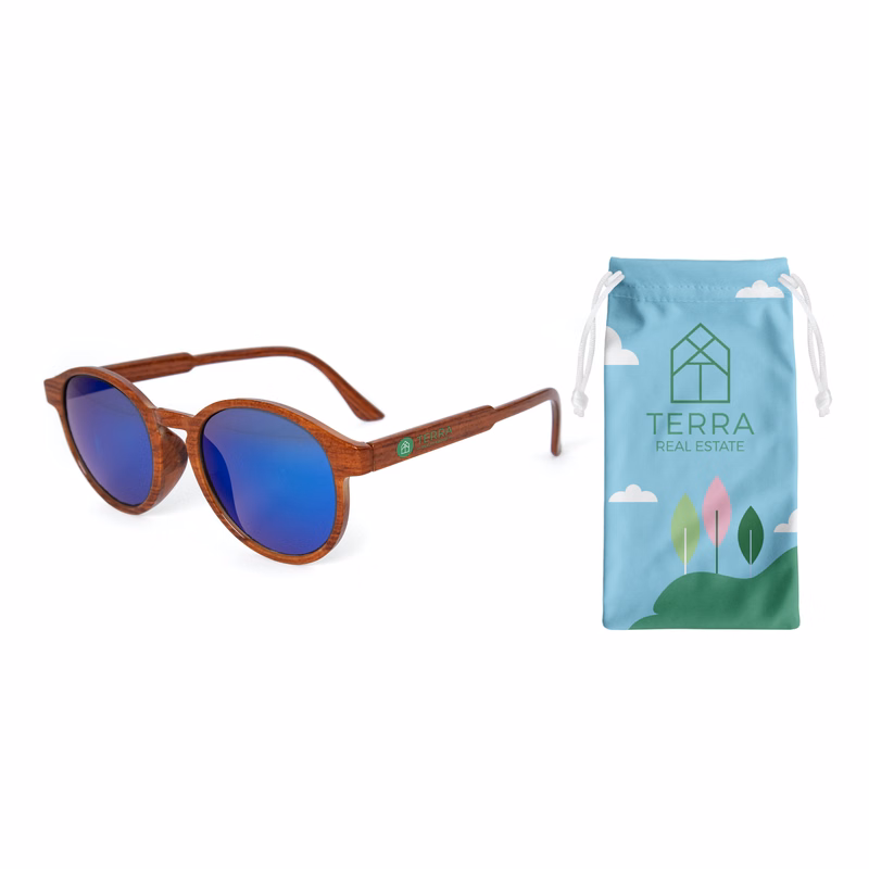 Woodgrain Frame, Metallic Lenses & FC pouch Retro Sunglasses