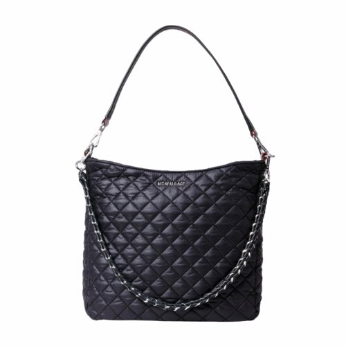 MZ Wallace Crosby Hobo Shoulder Bag - Black Rec