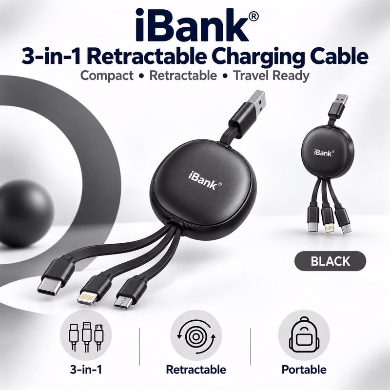 iBank® Multi Charging Cable, Retractable Charger for Multiple Devices