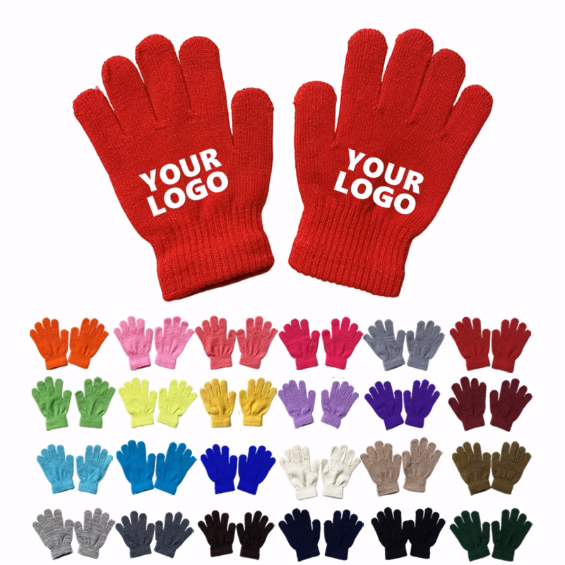 Children Solid Knit Five Finger Gloves