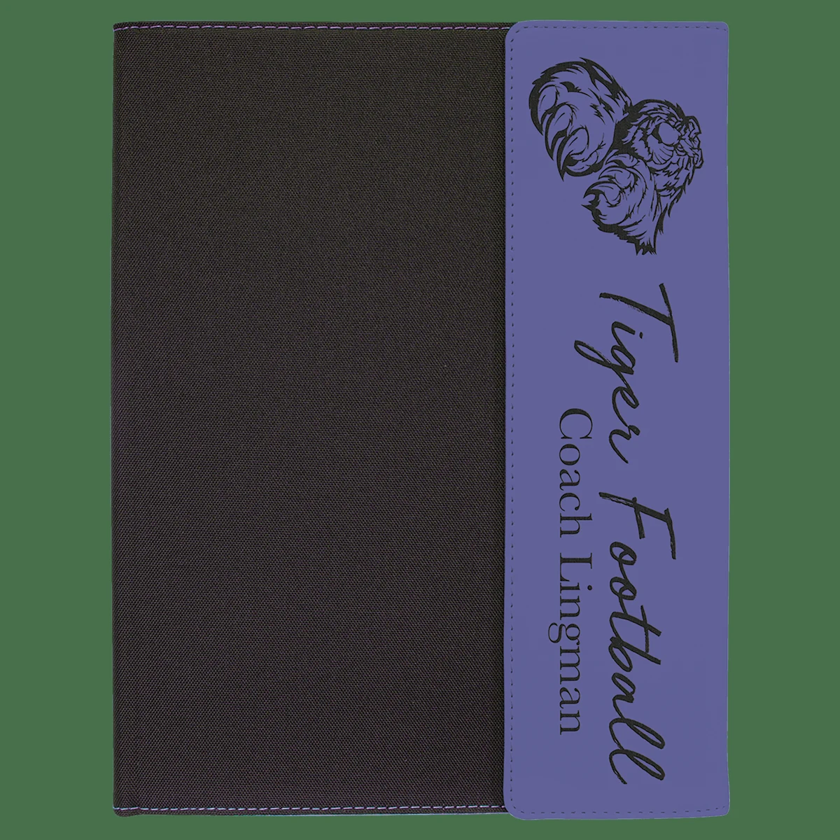 9 1/2" x 12" Purple Leatherette / Black Canvas Portfolio with Note Pad 1