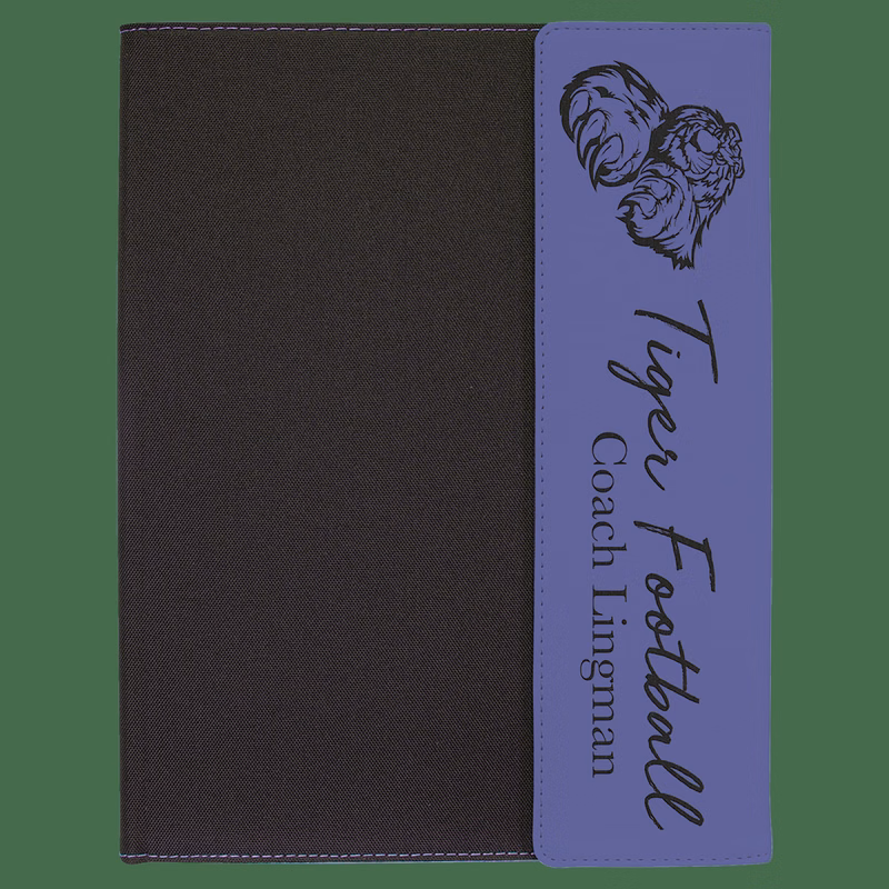 9 1/2" x 12" Purple Leatherette / Black Canvas Portfolio with Note Pad