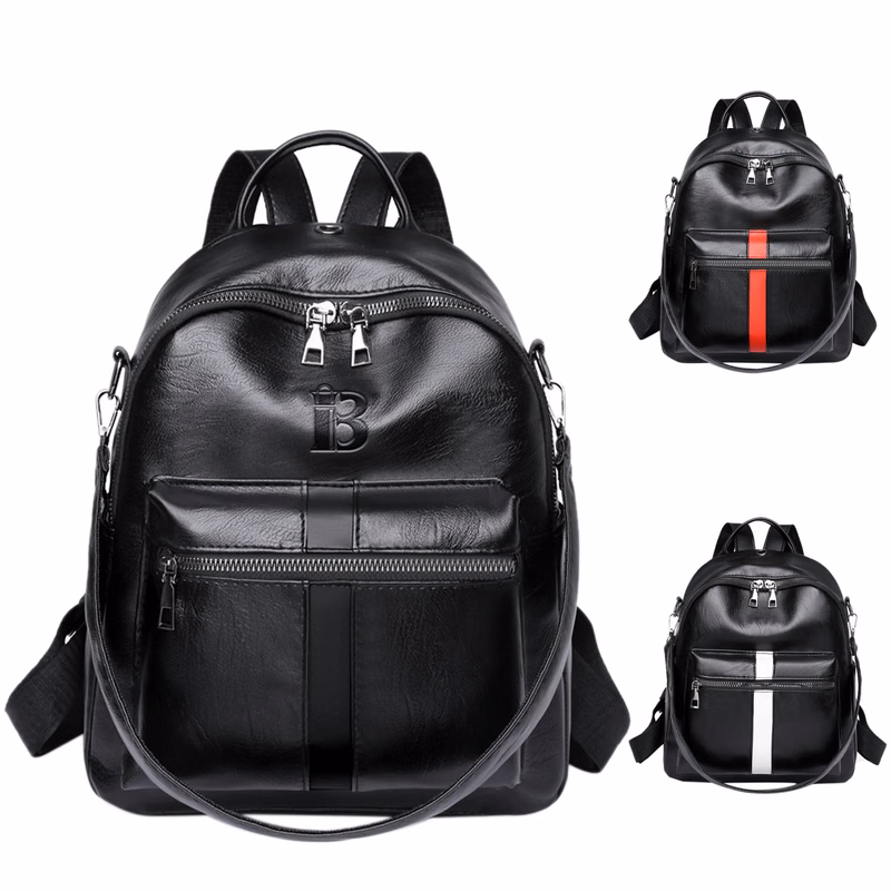 Pu Leather Black Backpack