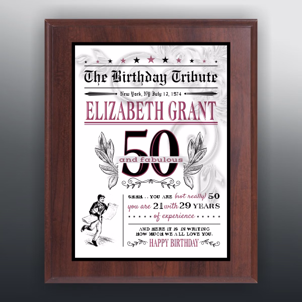 Cherry-Finish Plaque With Plate