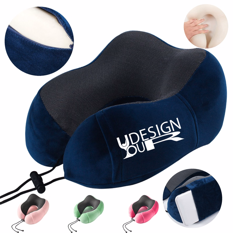Custom Logo Memory Foam Neck Pillow with Breathable Mesh