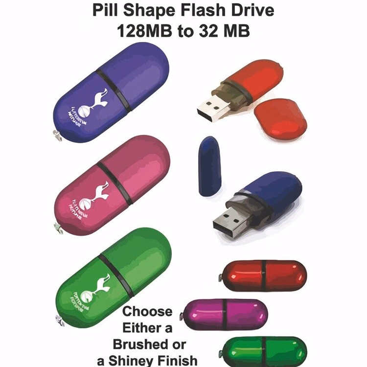 Pill Shaped Flash Drive / USB - 1 GB Memory