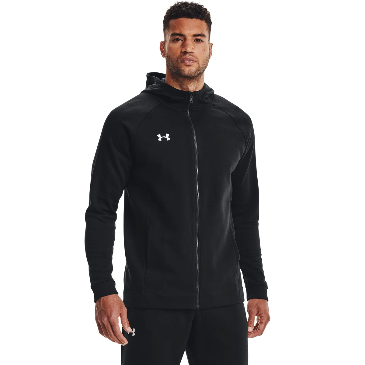 Men's UA Hustle Fleece Full Zip Hoodie, custom hoodie or sweatshirt with logo imprint 1