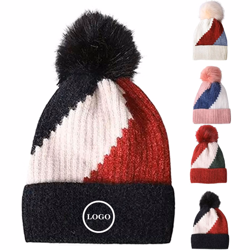 Winter Knitted Beanie with Pom-Pom