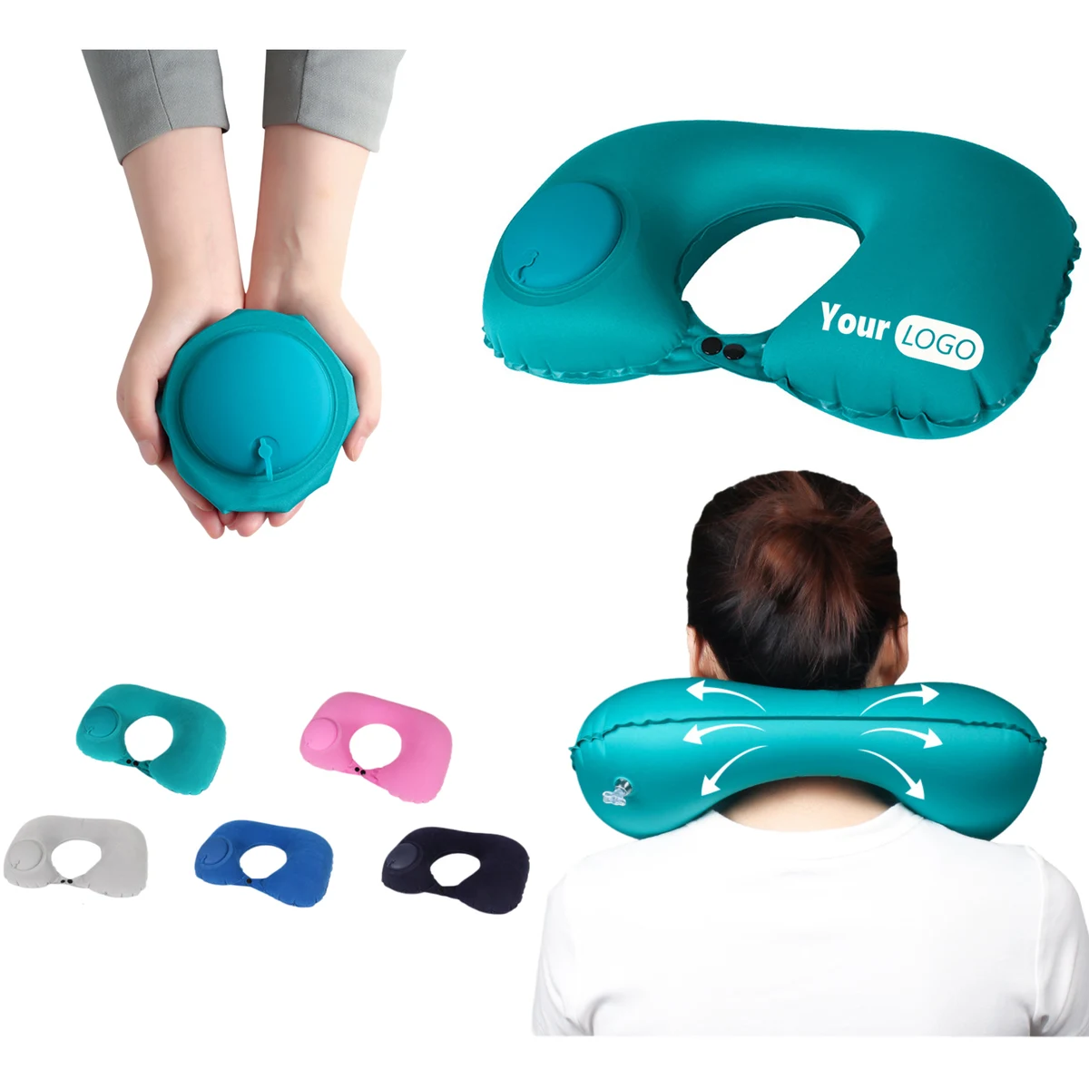 Portable U-Shaped Travel Pillow Inflatable Design 1