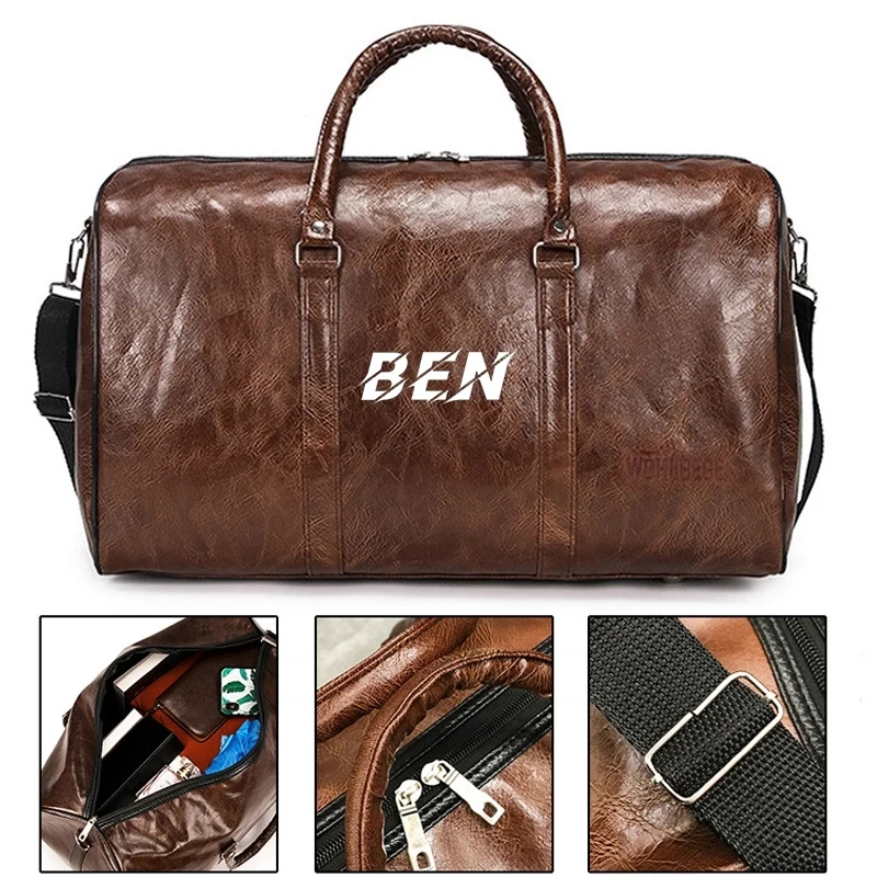 PU Leather Retro Sport Gym Duffle Travel Bag 1