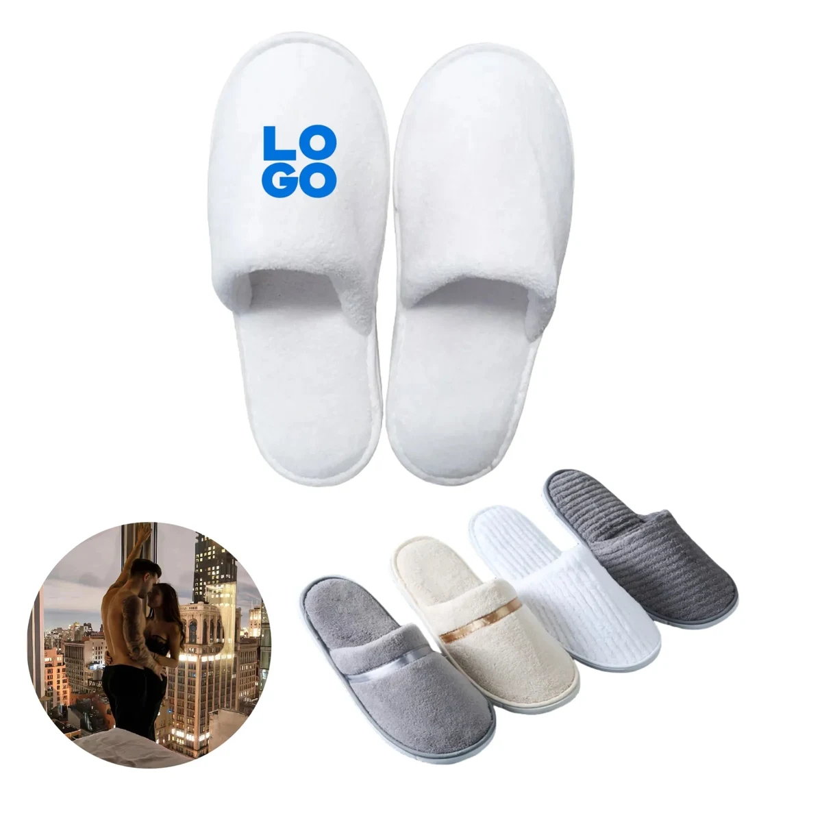 Hotel White Slippers 1