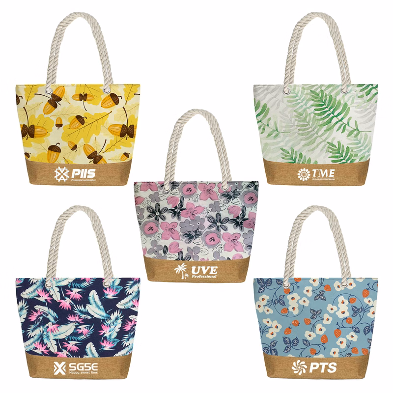 Barcelona Canvas & Jute Stitched Tote Bag