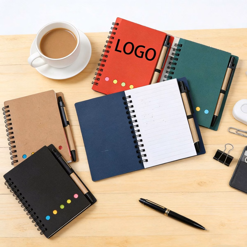 Notebook Spiral Sticky Notes Pens Stationery Kit
