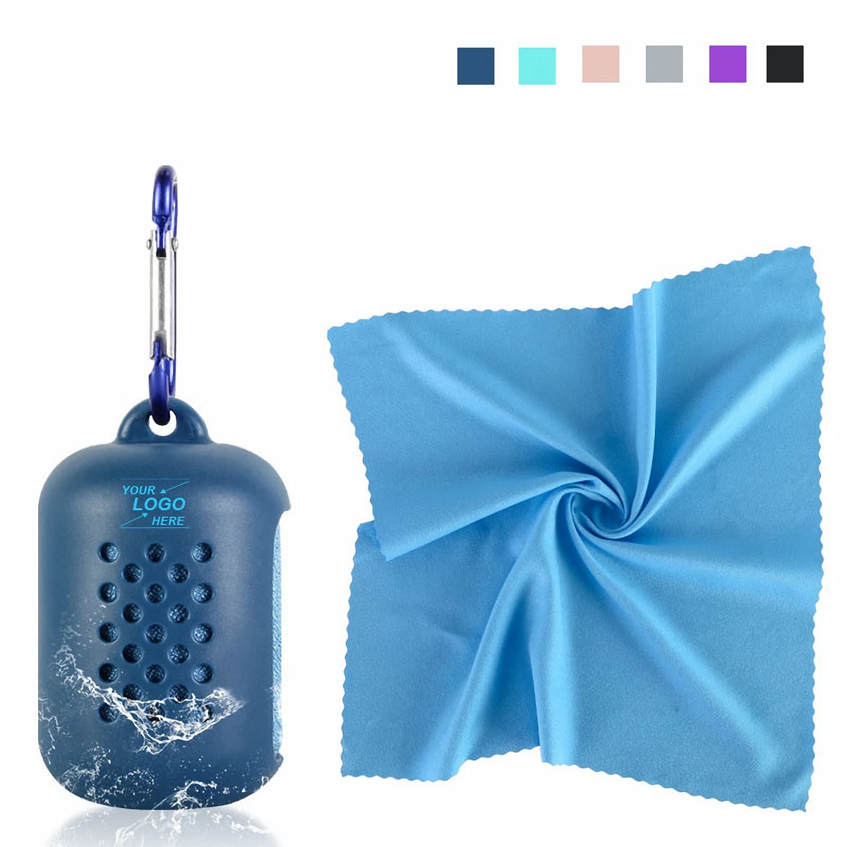 Portable Rectangular Cooling Towel with Silicone Bag 1