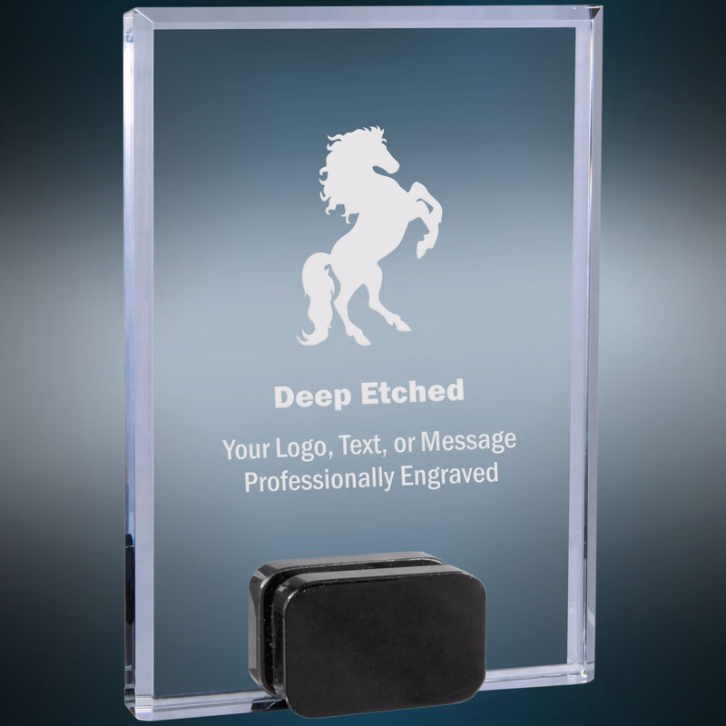 5" x 7" Crystal Rectangle Award with Black Crystal Base