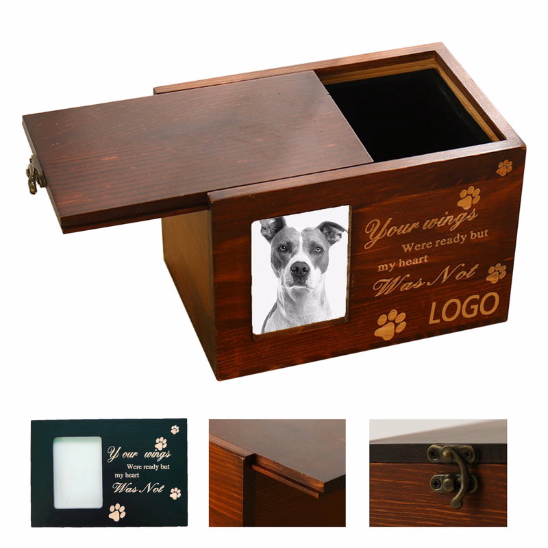 Wooden Pet Urn with Photo Frame for Dog and Cat Ashes