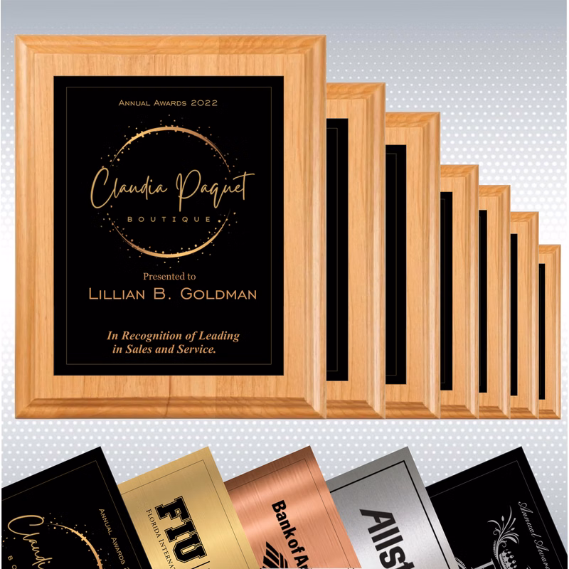 Alder Wood Plaque w/Choice of Single Plate