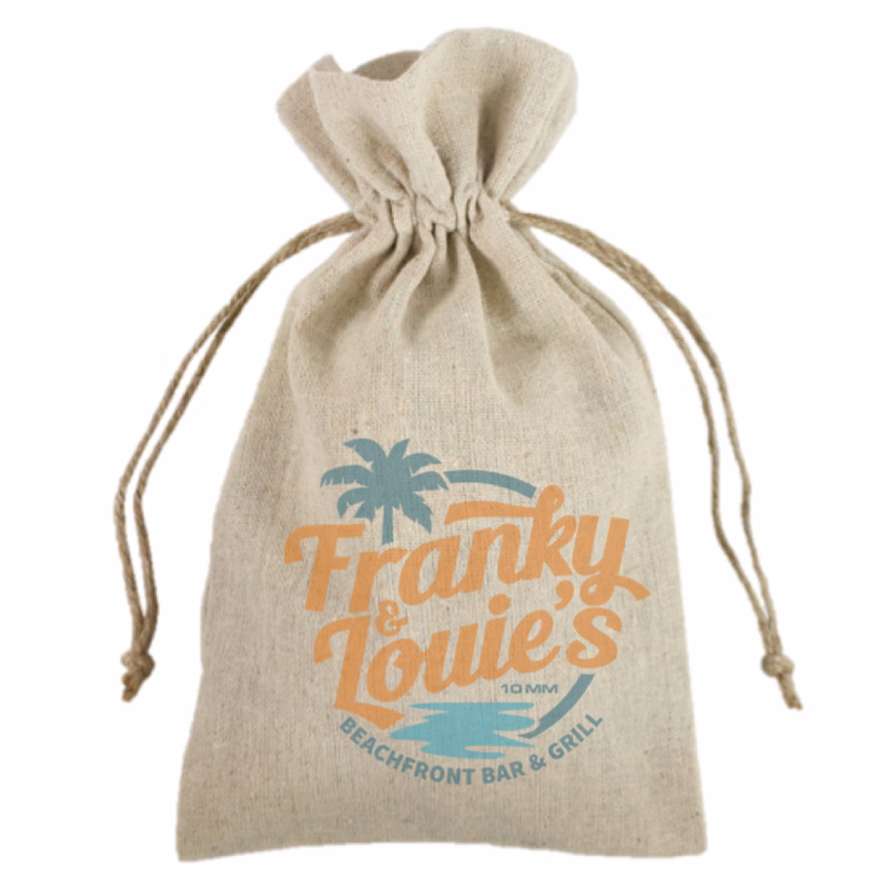 3"x 4" Custom Printed Natural Linen Pouch with Jute Drawstring