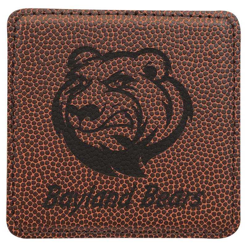 4" x 4" Square Football Leatherette Coaster