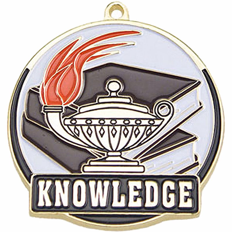 Stock Gold Enamel Sports Medals: Book & Lamp