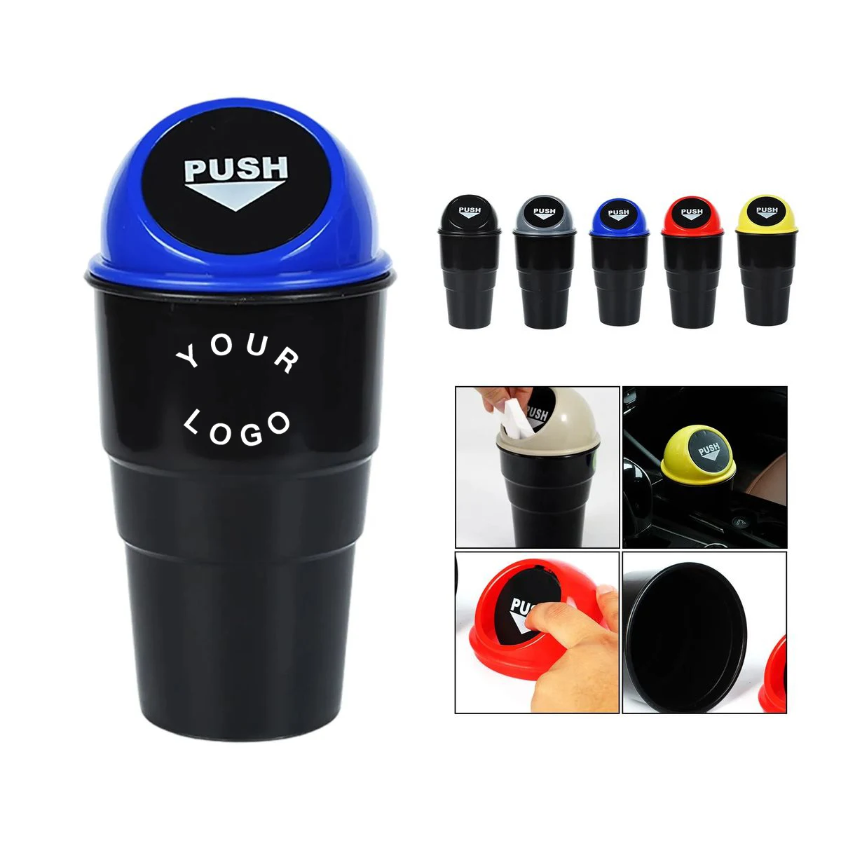 Portable Car Garbage Bin with Push Top 1