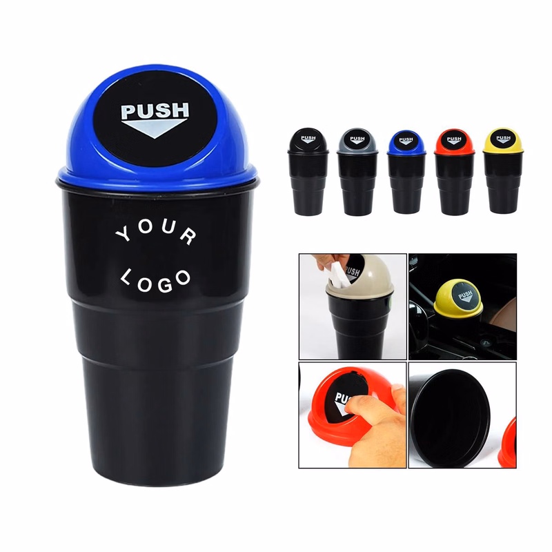 Portable Car Garbage Bin with Push Top