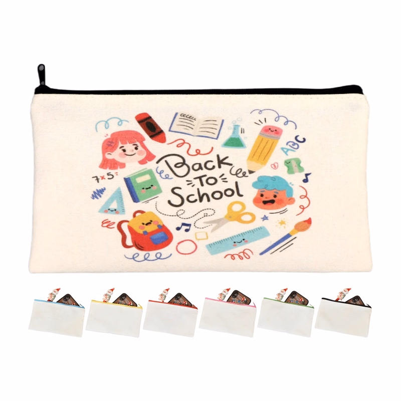 MOQ 100Full Color Multipurpose Canvas Zippered Pencil Case
