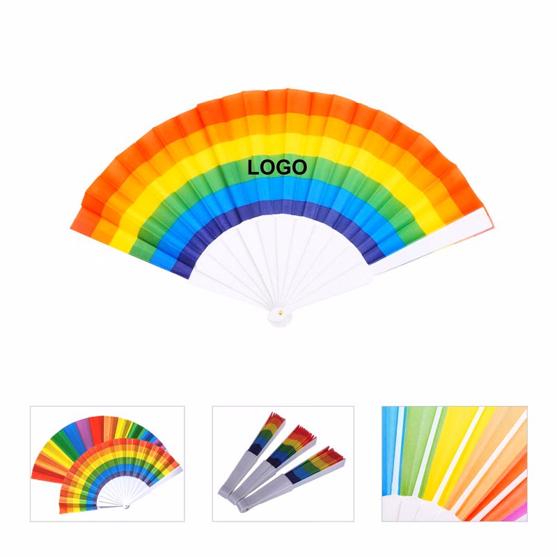 Rainbow Full Color Handheld Folding Fan 9"