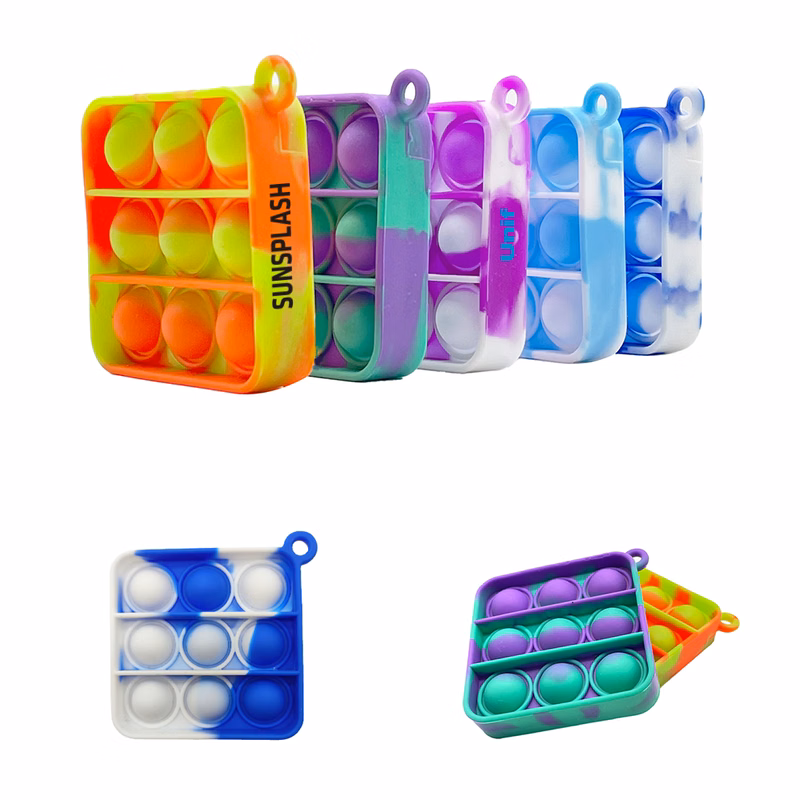 Mini Push Bubble Fidget Toys Keychain - Colorful