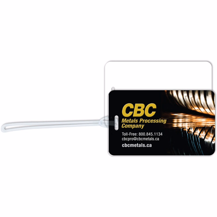 Extra Thick Plastic Stock Tag .080 white styrene 2.75" x 4.5" rectangle, Full Colour with 9" Loop