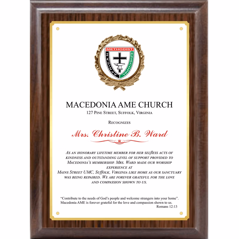 Simulated Walnut Plaque With Custom Insert