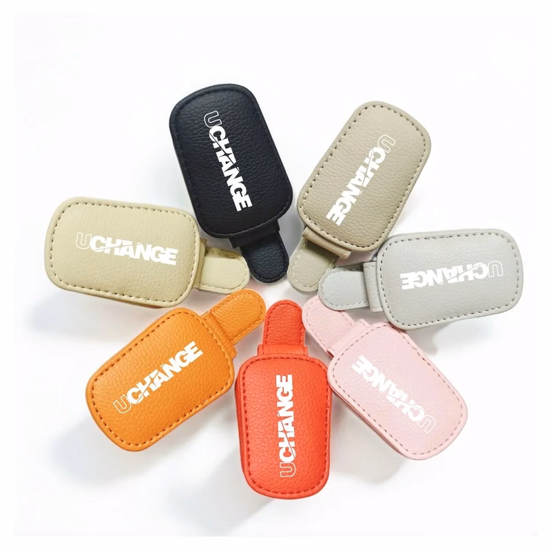 PU Leather Car Visor Eyeglass Clip Holder
