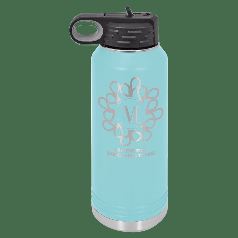 32 oz. Teal Powder Coated Laser Engraved Polar Camel Water Bottles