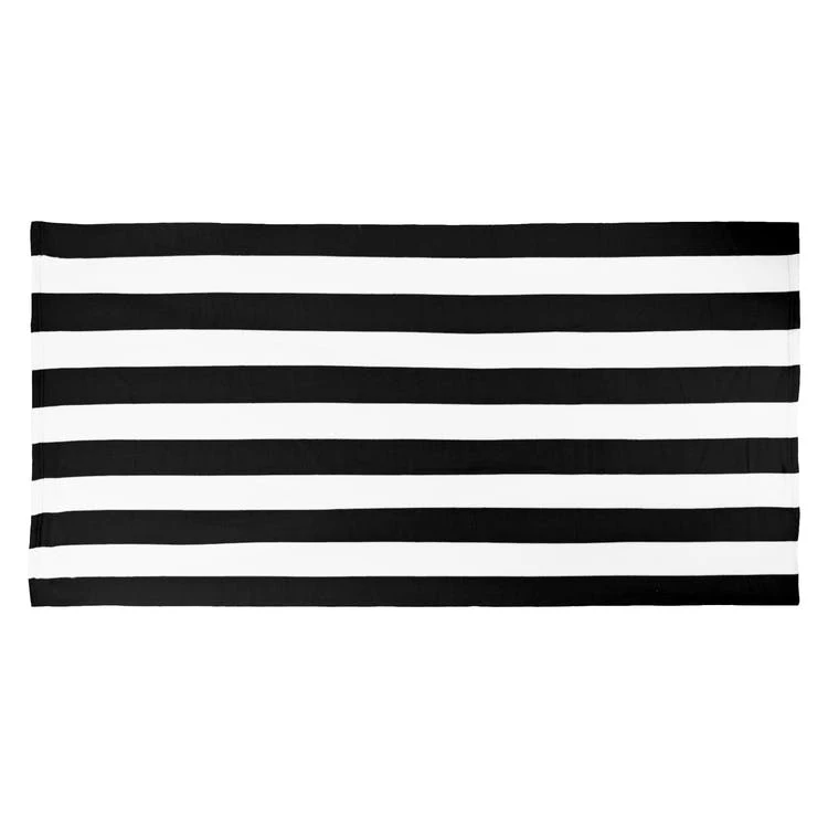 Cabana Stripe Microfiber Beach Towels - Black 30' x 60" 1