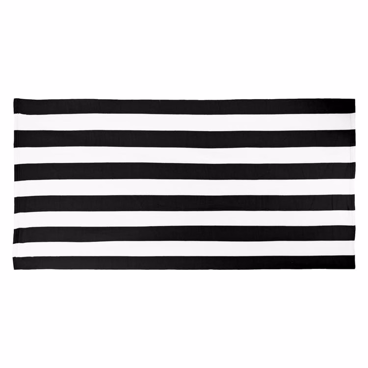Cabana Stripe Microfiber Beach Towels - Black 30' x 60"