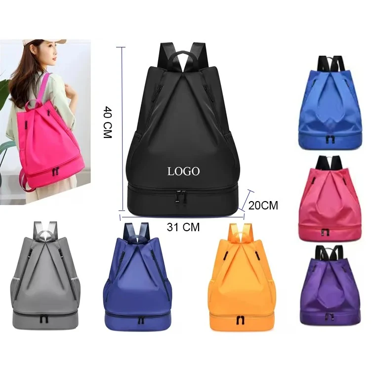 Shoes Pocket Fitness Bag Drawstring Backpack 1