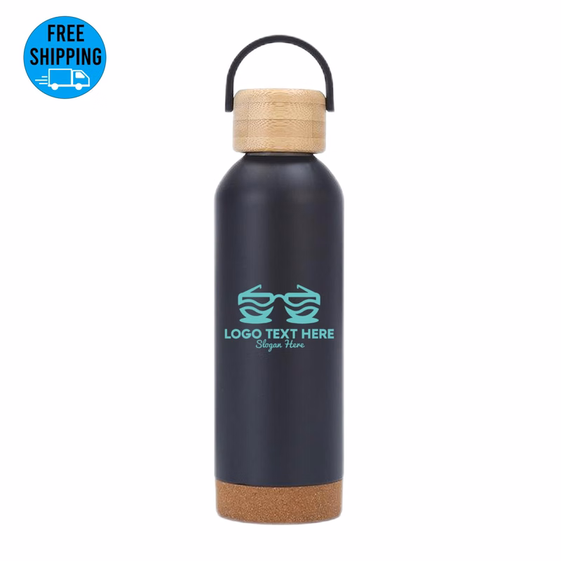 16oz Vacuum insulated bottle with bamboo carry lid and cork base