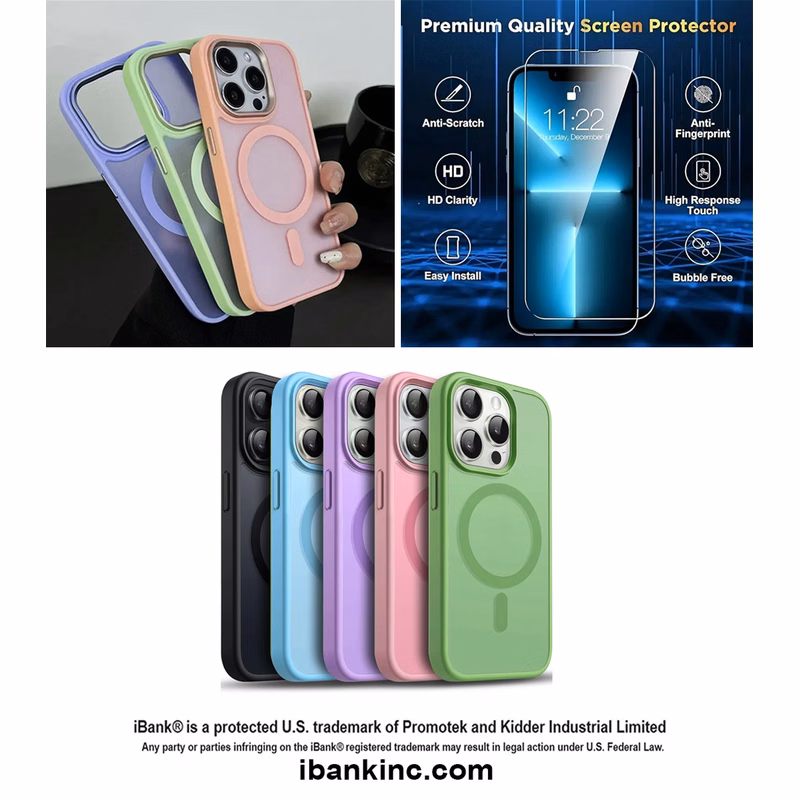 iBank ® Protective Hard Case + Screen Protector compatible with iPhone 17/16/15/14/13/12 Pro Max Air