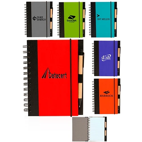 Eco Friendly Spiral Notebook with Pen - 5" W x 7" H 1
