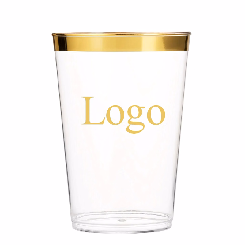 12oz Plastic Cups With Gold Rim
